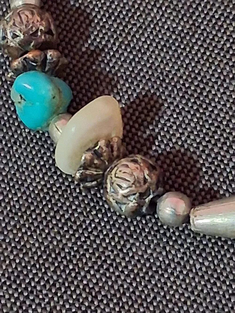 vintage Southwestern-style liquid silver and turquoise beaded bracelet